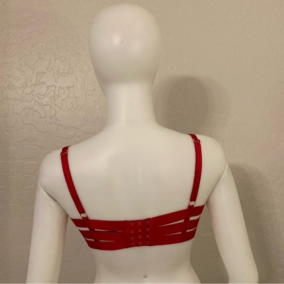 Victoria’s Secrets Lipstick Red Strapy Open Cup Demi Bra 32D - Picture 6 of 11